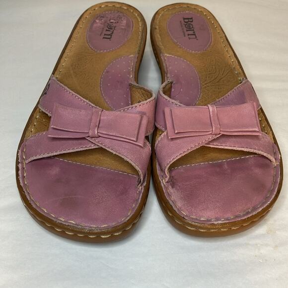 BORN Purple Leather Bow Sandals w/ Leather Cushioned‎ Footbed spring lavender - Picture 2 of 6